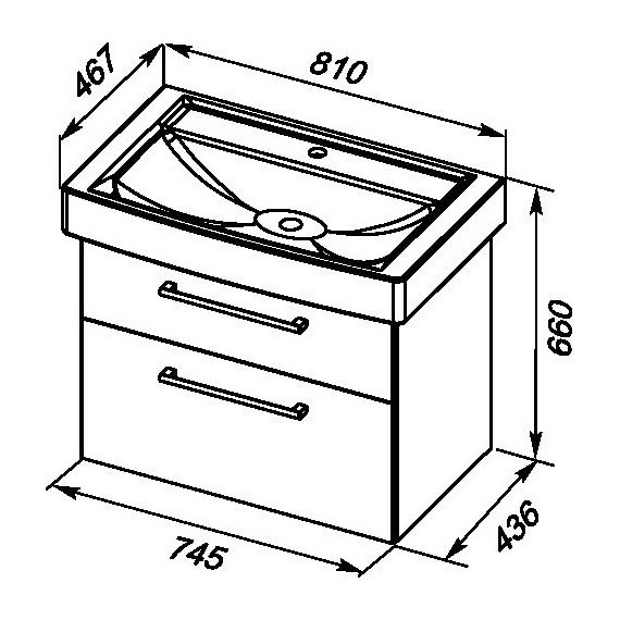 Тумба подвесная с раковиной Dreja Q Max 80 см 77.0008D, дуб кантри фото 4