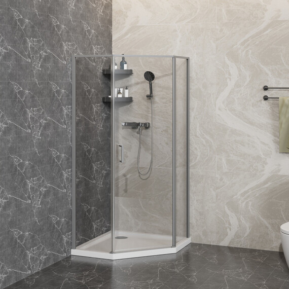 Душевое ограждение Azario SAKURA 100х100 см AZ-21C-100-MGR-CL, графит матовый/прозрачное фото 8