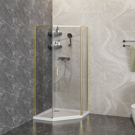 Душевое ограждение Azario SAKURA 90х90 см AZ-21C-90-BGL-CL, золото брашированное/прозрачное фото 8