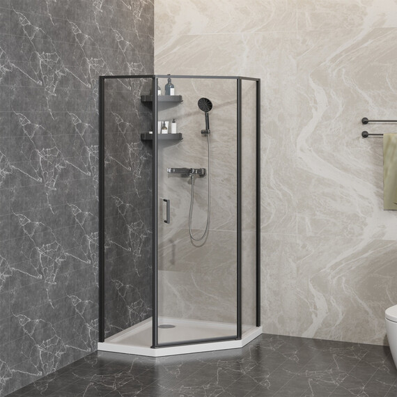 Душевое ограждение Azario SAKURA 90х90 см AZ-21C-90-MB-CL, чёрный матовый/прозрачное фото 3