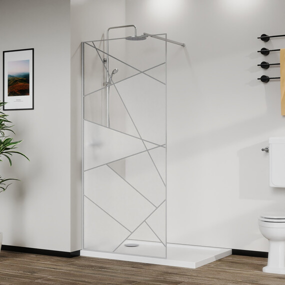 Душевая перегородка Azario Walk-in 110 см AZ-271-110-CH-CGP (стекло 8 мм) хром/узор фото 8