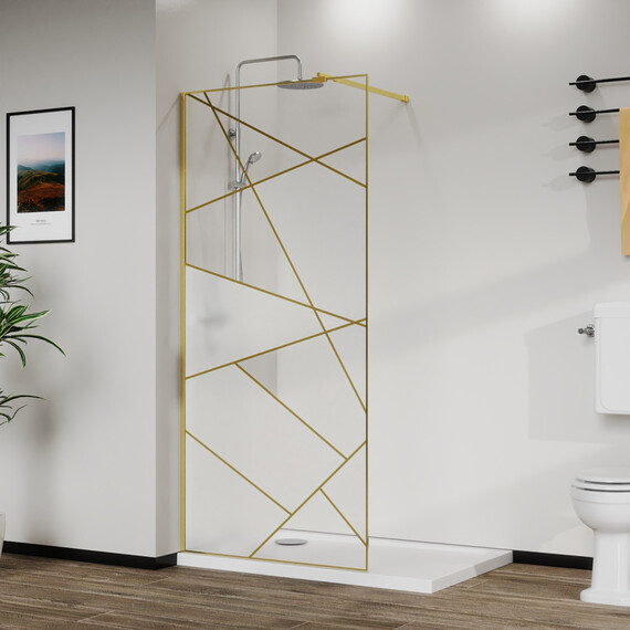 Душевая перегородка Azario Walk-in 120 см AZ-271-120-BGL-CGP (стекло 8 мм) золото брашированное/узор фото 7
