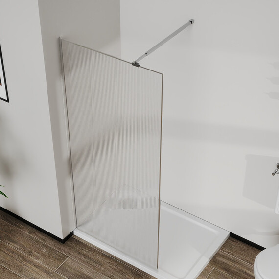 Душевая перегородка Azario Walk-in 90 см AZ-271-90-MGR-CRF (стекло 8 мм) графит матовый/рифленое фото 5