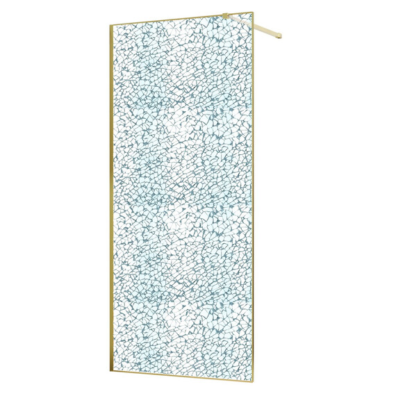 Душевая перегородка Azario Walk-in 90 см AZ-275-90-BGL-CBR (стекло 13 мм) золото брашированное/"Битое стекло" фото 