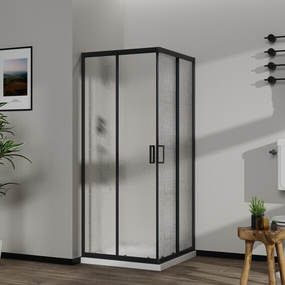 Душевое ограждение Azario PARIS 90х90 см AZ-R06-90-MB-CHC, чёрный матовый/стекло "Шиншилла" фото 2