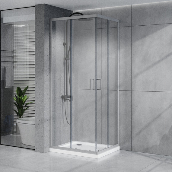 Душевое ограждение Azario VIENNA 100х100 см AZ-R36-100-MGR-CL, графит матовый/прозрачное фото 4
