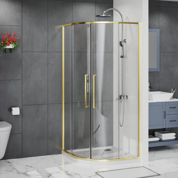 Душевое ограждение Azario SHANGHAI 100x100 см AZ-S43-100-BGL-CL, золото брашированное/прозрачное фото 2