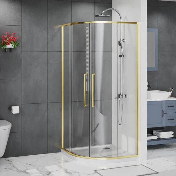 Душевое ограждение Azario SHANGHAI 90x90 см AZ-S43-90-BGL-CL, золото брашированное/прозрачное фото 4