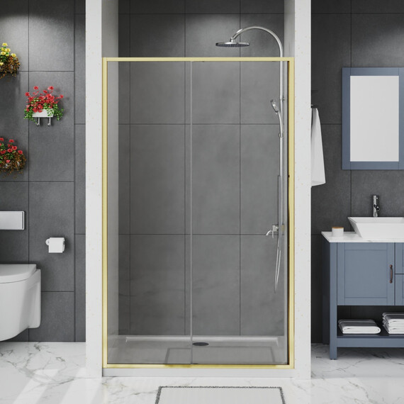 Душевая дверь Azario SHANGHAI 110 см AZ-Y43-110-BGL-CL, золото брашированное/прозрачное фото 2
