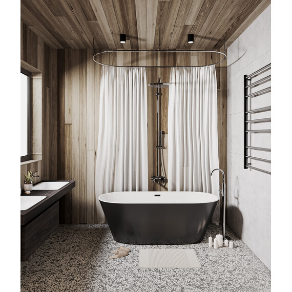 Ванна отдельностоящая Grossman Forta 170x75 см GR-1503MB, чёрный/белый матовый фото 2