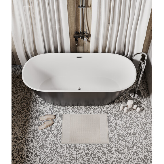 Ванна отдельностоящая Grossman Forta 170x75 см GR-1503MB, чёрный/белый матовый фото 4
