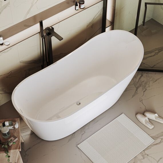 Ванна отдельностоящая Grossman Galaxy 170x75 см GR-2102M, белый матовый фото 4