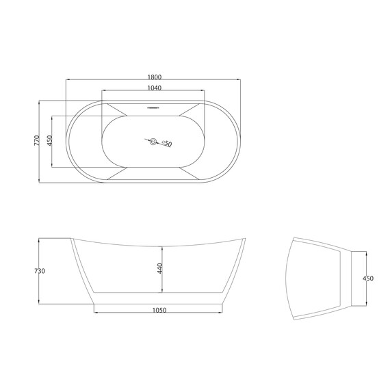 Ванна отдельностоящая Grossman Galaxy 180x77 см GR-2103 фото 7
