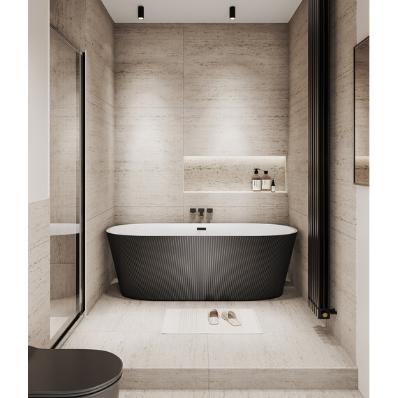 Ванна отдельностоящая Grossman Forta 172x77 см GR-27021MB, чёрный/белый матовый фото 4