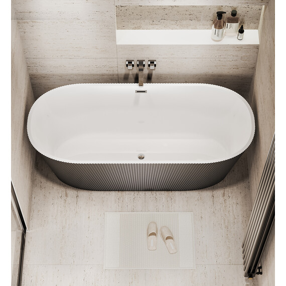 Ванна отдельностоящая Grossman Forta 172x77 см GR-27021MB, чёрный/белый матовый фото 5