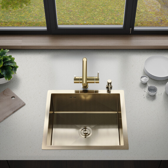 Кухонная мойка Gerhans K35050G 1 мм, золото, Цвет производителя: золото фото 14