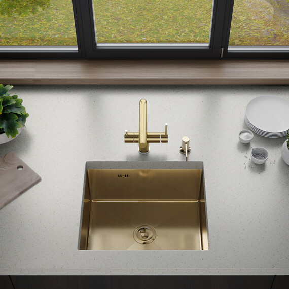 Кухонная мойка Gerhans K35050G 1 мм, золото, Цвет производителя: золото фото 15