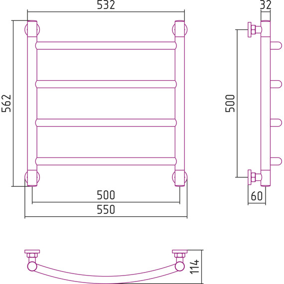 Полотенцесушитель водяной Сунержа Галант+ П4 500х500 мм 00-0200-5050 фото 6