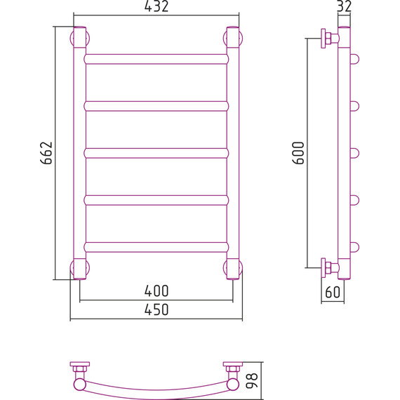 Полотенцесушитель водяной Сунержа Галант+ П5 600х400 мм 00-0200-6040 фото 6