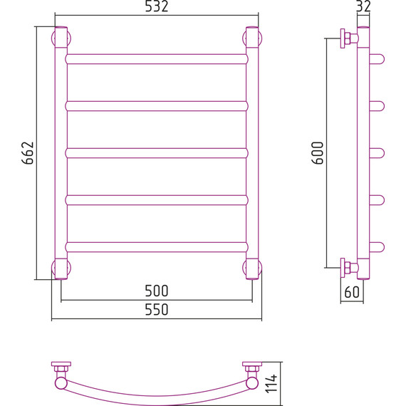 Полотенцесушитель водяной Сунержа Галант+ П5 600х500 мм 00-0200-6050 фото 6