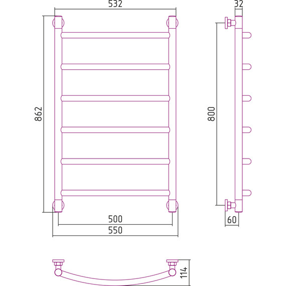 Полотенцесушитель водяной Сунержа Галант+ П6 800х500 мм 00-0200-8050 фото 6