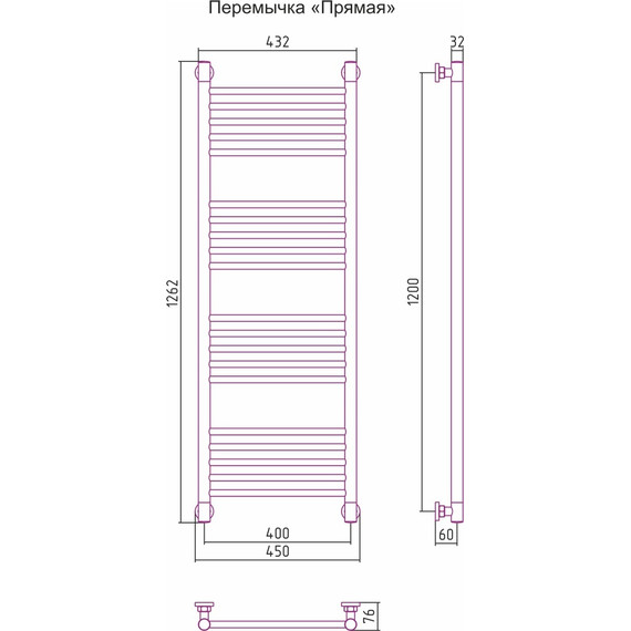 Полотенцесушитель водяной Сунержа Богема+ П20 1200x400 мм (прямая перемычка) 00-0220-1240 фото 6