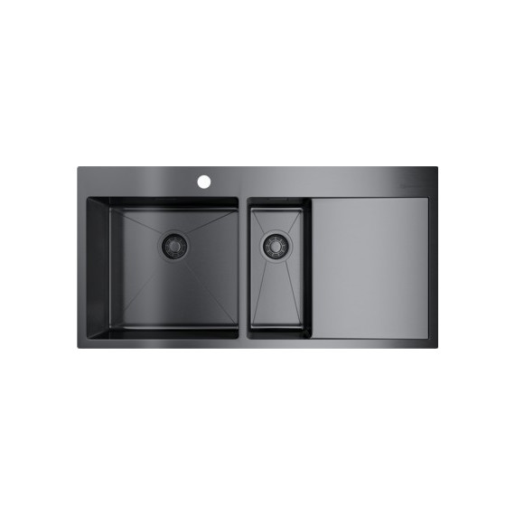 Мойка кухонная Omoikiri Akisame 100-2-GM-L (4973103) 1,2 мм, вороненая сталь, Цвет производителя: вороненая сталь фото 