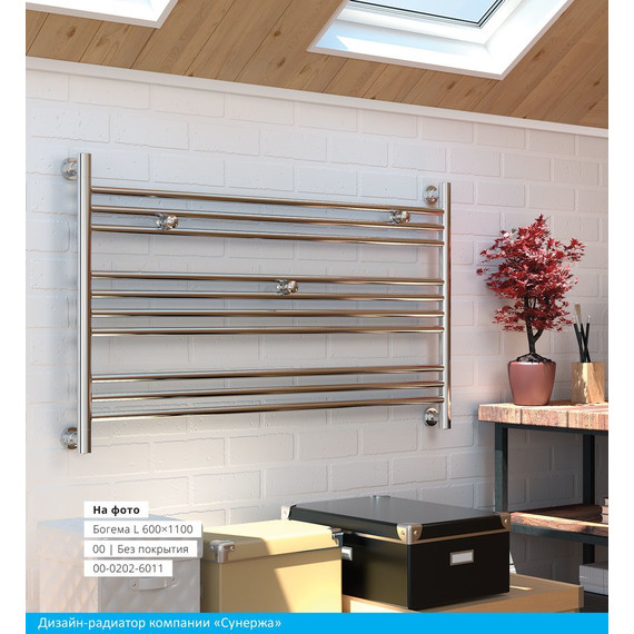 Полотенцесушитель водяной Сунержа Богема L П10 600x1100 мм (прямая перемычка) 00-0202-6011 фото 3