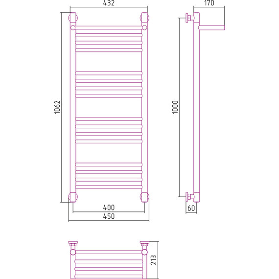 Полотенцесушитель водяной Сунержа Богема с полкой+ П16 1000х400 мм 00-0223-1040 фото 6