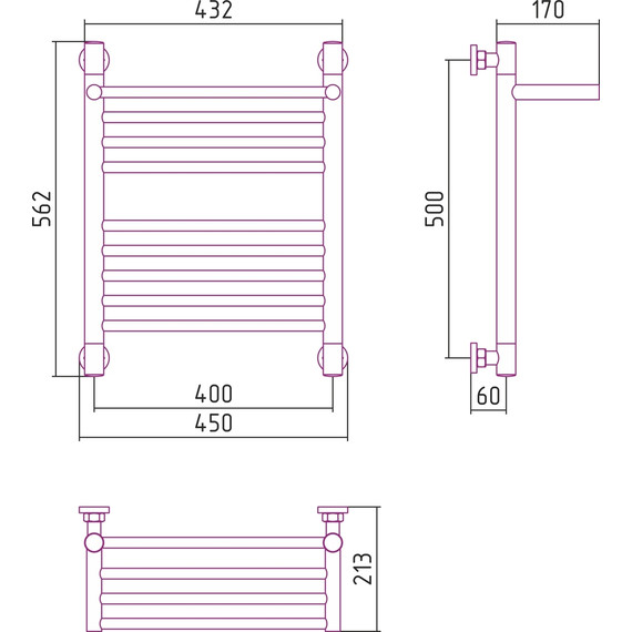 Полотенцесушитель водяной Сунержа Богема с полкой+ П9 500х400 мм 00-0223-5040 фото 6