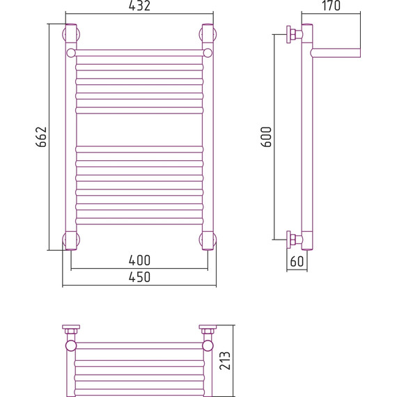 Полотенцесушитель водяной Сунержа Богема с полкой+ П11 600х400 мм 00-0223-6040 фото 6