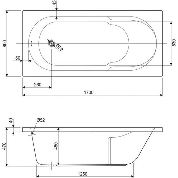 Ванна акриловая Cezares Arno 170x80 см ARNO-170-80-45 фото 6