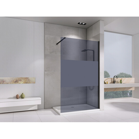 Душевая перегородка Abber Immer Offen 120 см AG69120BT с кронштейном, черный/тонированное фото 2