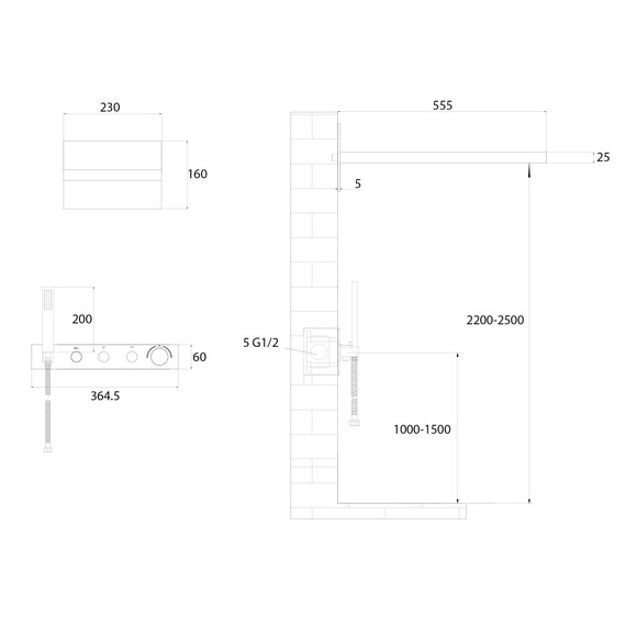 Душевая система для душа с термостатом Abber Rund AF8752B, черный матовый фото 3