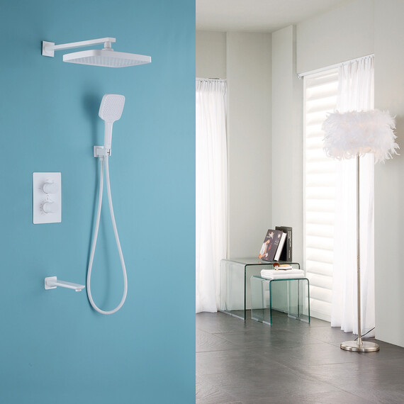 Душевая система для ванны с термостатом Abber Weiss Insel AF8050W, белый фото 2