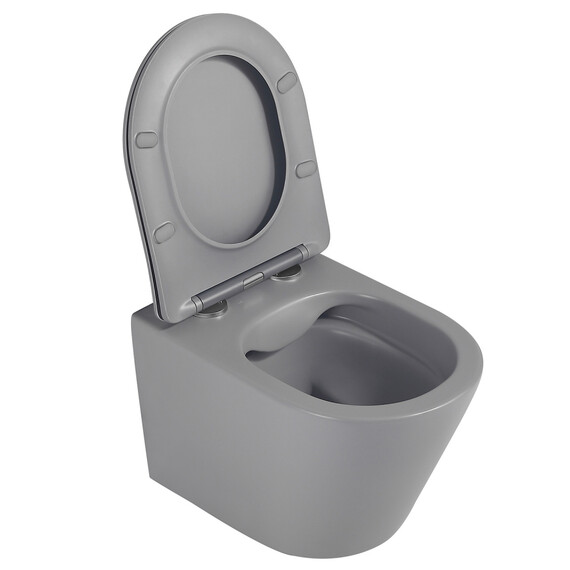 Унитаз подвесной безободковый Abber Bequem AC1102MG с крышкой микролифт, серый матовый, Цвет производителя: серый фото 16