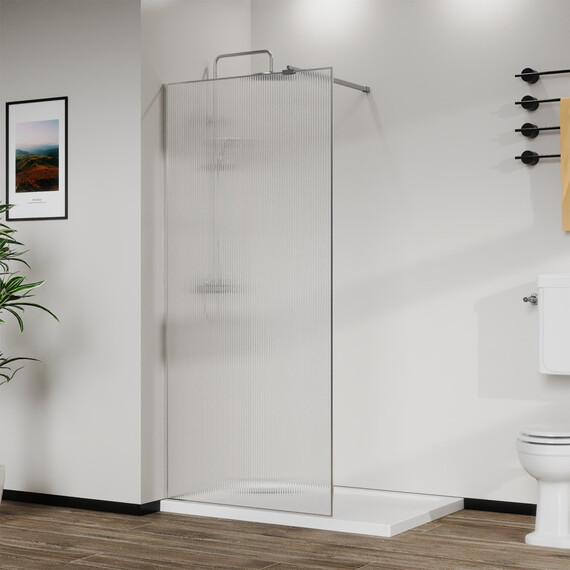 Душевая перегородка Azario Walk-in 100 см AZ-271-100-CH-CRF (стекло 8 мм) хром/рифленое фото 2