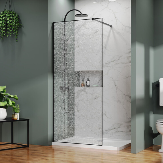 Душевая перегородка Azario Walk-in 100 см AZ-275-100-MВ-CBR (стекло 13 мм) чёрный матовый/"Битое стекло" фото 3