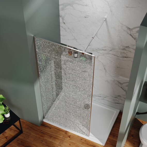 Душевая перегородка Azario Walk-in 120 см AZ-275-120-CH-CBR (стекло 13 мм) хром/"Битое стекло" фото 6