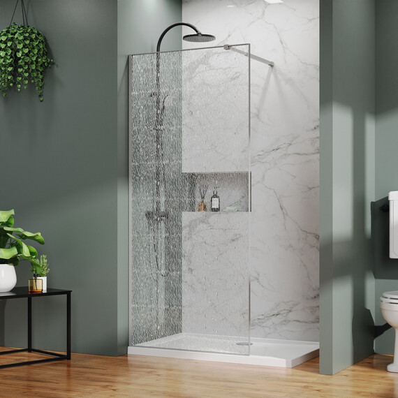 Душевая перегородка Azario Walk-in 120 см AZ-275-120-MGR-CBR (стекло 13 мм) графит матовый/"Битое стекло" фото 2