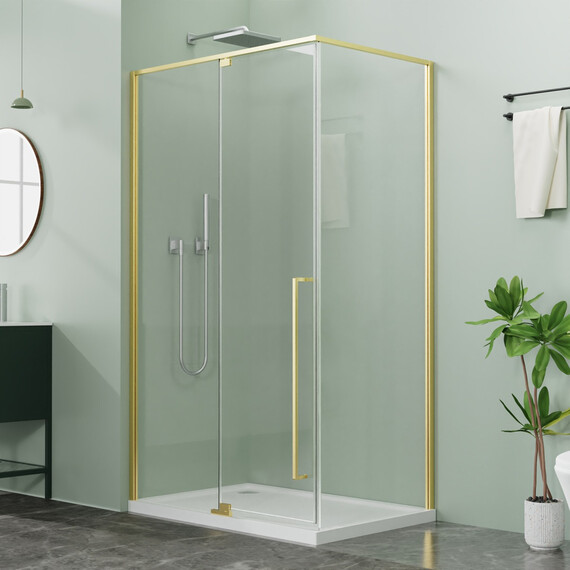 Душевое ограждение Azario MALE 120х90 см AZ-J50-12090-BGL-CL, золото брашированное/прозрачное фото 2