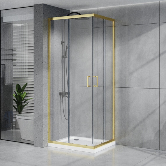 Душевое ограждение Azario VIENNA 100х100 см AZ-R36-100-BGL-CL, золото брашированное/прозрачное фото 2