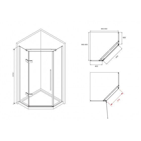 Душевое ограждение Abber Ewiges Wasser 90х90 см AG05090M, хром/матовое фото 7