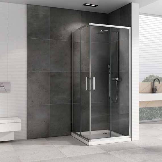 Душевое ограждение Abber Schwarzer Diamant 80x80 см AG020805, хром/прозрачное фото 2