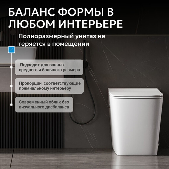 Унитаз приставной безободковый импульсный Abber Rechteck AC1213P с крышкой микролифт (выпуск горизонтальный) фото 7