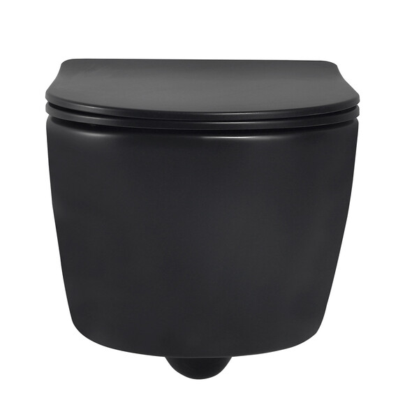 Унитаз подвесной безободковый Abber Bequem AC1104MB с крышкой микролифт, черный матовый, Цвет производителя: чёрный матовый фото 15