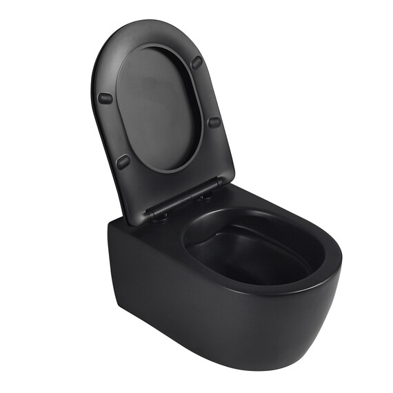 Унитаз подвесной безободковый Abber Bequem AC1104MB с крышкой микролифт, черный матовый, Цвет производителя: чёрный матовый фото 7