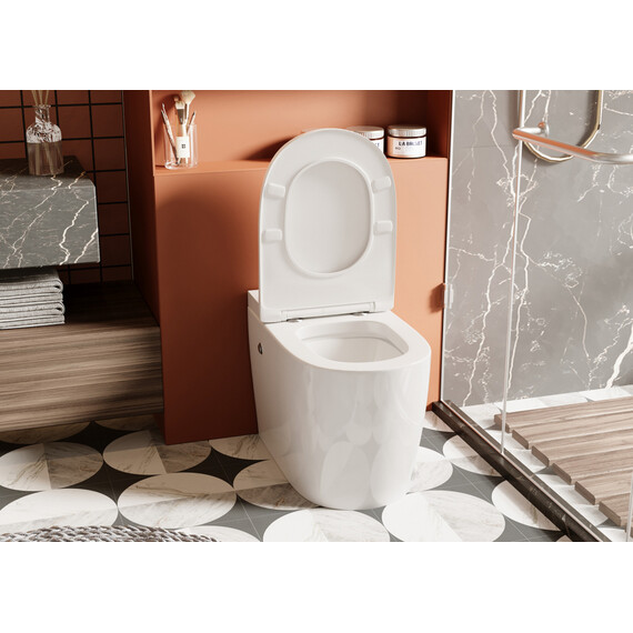 Унитаз приставной безободковый импульсный Abber Bequem AC1115P с крышкой микролифт (выпуск горизонтальный) фото 13