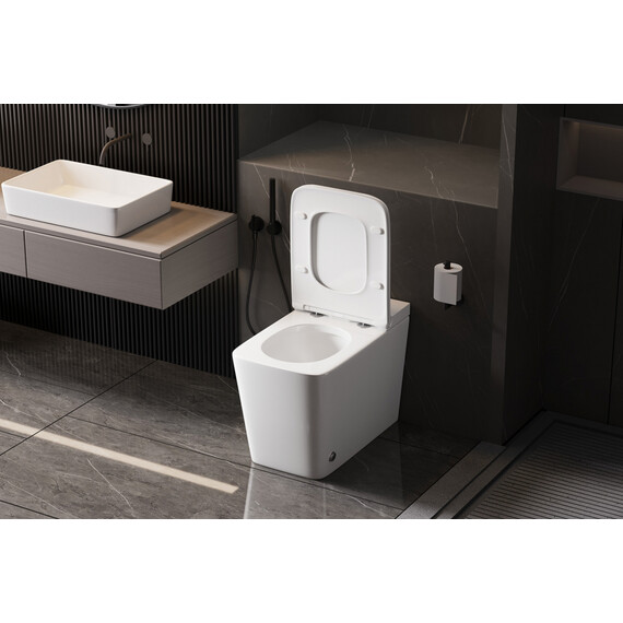 Унитаз приставной безободковый импульсный Abber Rechteck AC1213P с крышкой микролифт (выпуск горизонтальный) фото 13