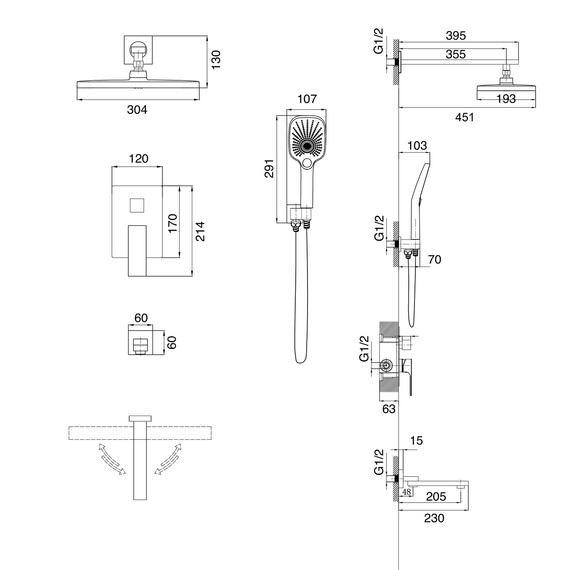 Душевая система для ванны Grossman Style 501.K35.05.320, золото брашированное фото 9